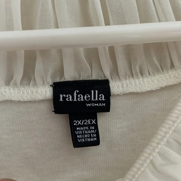 ▫️RAFAELLA: Women’s off-white quarter sleeved blouse, size 2X, w/sheer neck▫️ - Picture 2 of 7